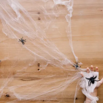 Pavučina s pavúkmi 20g SPRINGOS HALLOWEEN biela