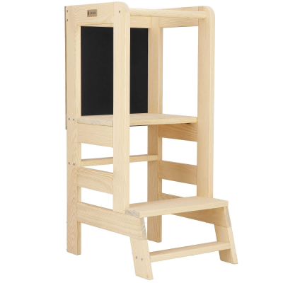 Detská stolička s kriedovou tabuľou SPRINGOS LEARNING BOARD prírodná