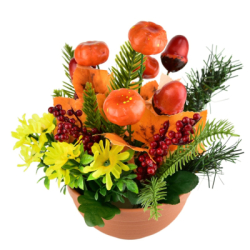 Jesenná dekorácia so žaluďmi a tekvicami 25x25 cm