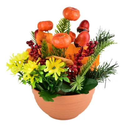 Jesenná dekorácia so žaluďmi a tekvicami 25x25 cm