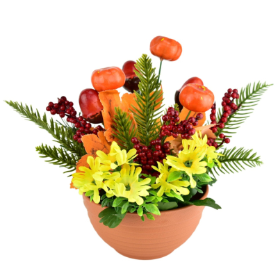 Jesenná dekorácia so žaluďmi a tekvicami 25x25 cm