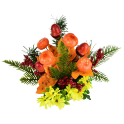 Jesenná dekorácia so žaluďmi a tekvicami 25x25 cm