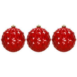 Vianočné banky - červené mix 15 cm, sada 6ks CA1528