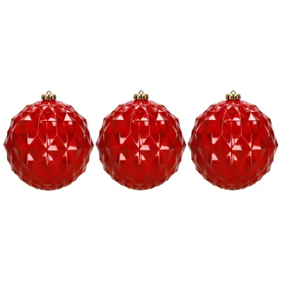 Vianočné banky - červené mix 15 cm, sada 6ks CA1528