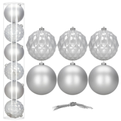 Vianočné banky strieborné mix - 15 cm, sada 6ks CA1530