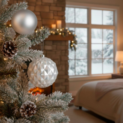 Vianočné banky strieborné mix - 15 cm, sada 6ks CA1530