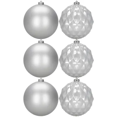 Vianočné banky strieborné mix - 15 cm, sada 6ks CA1530