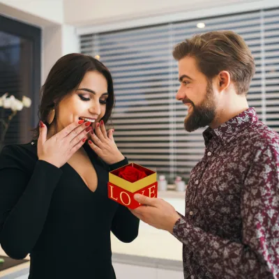 Večná ruža v darčekovom balení SPRINGOS HA7448 červená