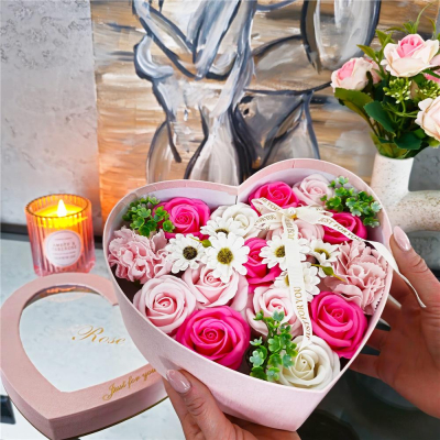 Mydlové kvety SPRINGOS FLORHEART ružové