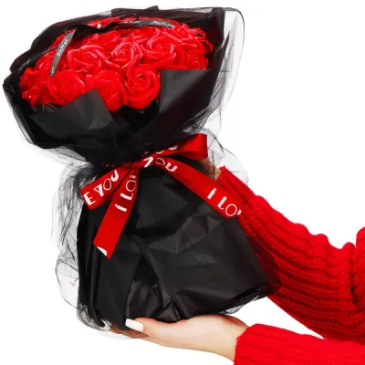 Mydlové kvety SPRINGOS FLORHEART červené