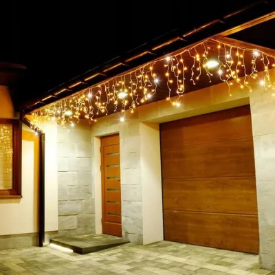 LED svetelný záves Cencúle - 22,5m, 500LED, IP44, duálna biela + záblesky