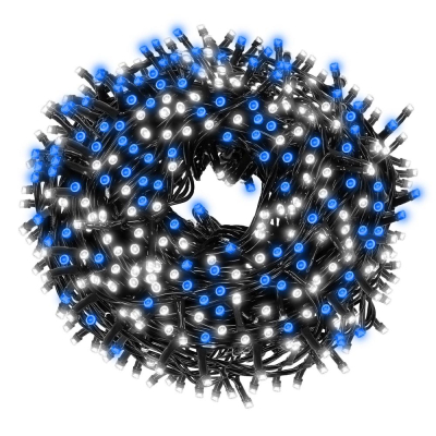 LED svetelná reťaz - 17,5m, 300LED, IP44, modrá + záblesky
