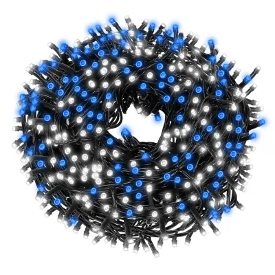 LED svetelná reťaz - 17,5m, 300LED, IP44, modrá + záblesky