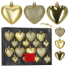 Srdiečka zlatá sada 16ks, vianočné ozdoby