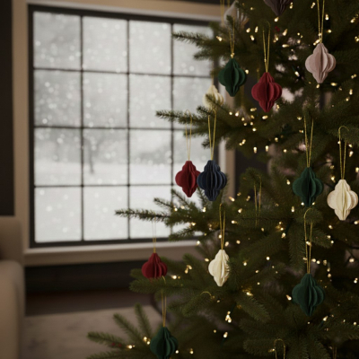 Vianočné papierové ozdoby 4cm farebné sada 6ks