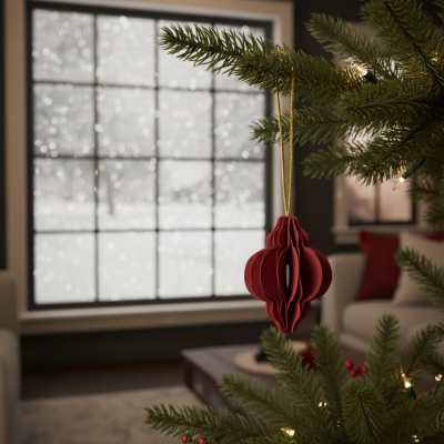 Vianočné papierové ozdoby 4cm farebné sada 6ks