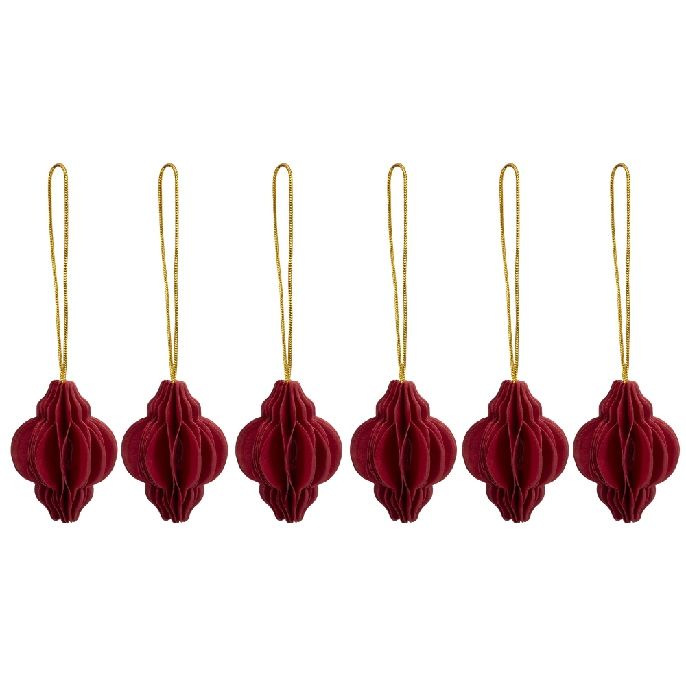 Vianočné papierové ozdoby 4cm červené sada 6ks