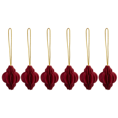 Vianočné papierové ozdoby 4cm červené sada 6ks