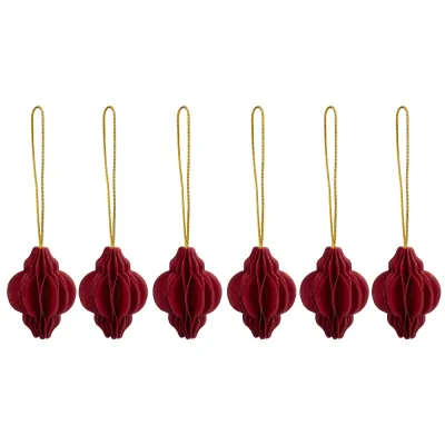 Vianočné papierové ozdoby 4cm červené sada 6ks