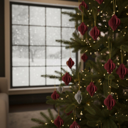 Vianočné papierové ozdoby 4cm červené sada 6ks