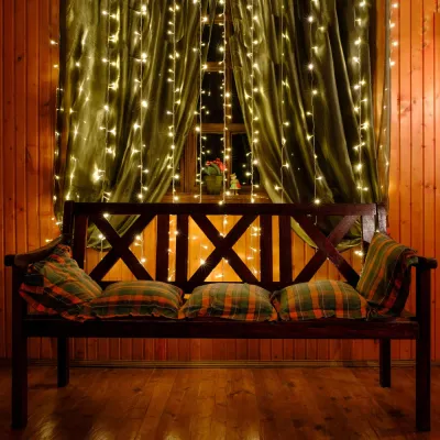 LED svetelný záves - 3x2m, 200LED, 8 funkcií, ovládač, pamäť, IP20, teplá biela