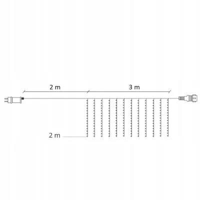 LED svetelný záves - 3x2m, 200LED, 8 funkcií, ovládač, pamäť, IP20, teplá biela