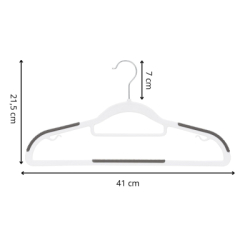 Plastové protišmykové ramienka na šaty biela 41cm, sada 20ks HG0078