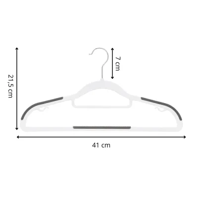 Plastové protišmykové ramienka na šaty biela 41cm, sada 20ks HG0078