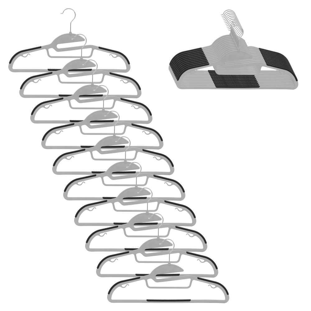 Plastové protišmykové ramienka na šaty šedá 41cm, sada 20ks HG0082