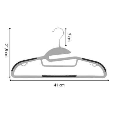 Plastové protišmykové ramienka na šaty šedá 41cm, sada 30ks HG0081