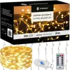 LED Nano svetelný záves - 3x2m, 200LED, 8 funkcií, ovládač, USB, IP44, teplá biela