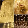 LED Nano svetelný záves - 3x2m, 200LED, 8 funkcií, ovládač, USB, IP44, teplá biela