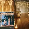 LED Nano svetelný záves - 3x2m, 200LED, 8 funkcií, ovládač, USB, IP44, teplá biela