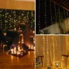 LED Nano svetelný záves - 3x2m, 200LED, 8 funkcií, ovládač, USB, IP44, teplá biela