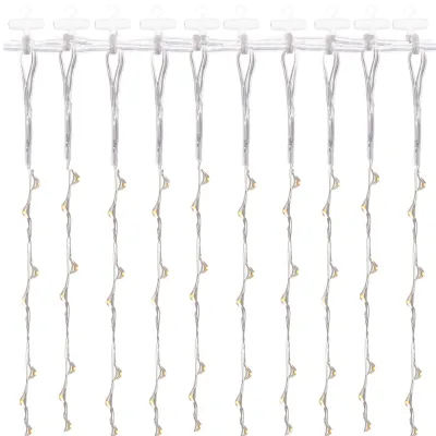 LED Nano svetelný záves - 3x2m, 200LED, 8 funkcií, ovládač, USB, IP44, teplá biela
