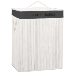 Kôš na bielizeň dvojdielny 105l SPRINGOS bambus biely