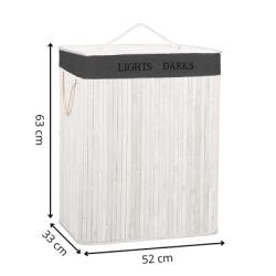 Kôš na bielizeň dvojdielny 105l SPRINGOS bambus biely