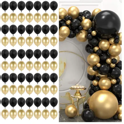 Párty balóniky zlato-čierne, sada 100ks SPRINGOS PS0048