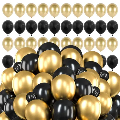 Párty balóniky zlato-čierne, sada 100ks SPRINGOS PS0048