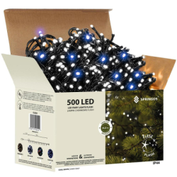 LED svetelná reťaz - 41,5m, 500LED, IP44, studená biela + záblesky