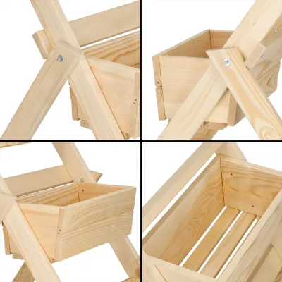 Rebríkový stojan na kvety, prírodný SPRINGOS KWD003