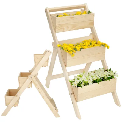 Rebríkový stojan na kvety, prírodný SPRINGOS KWD003