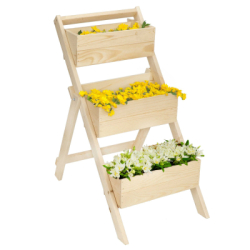 Rebríkový stojan na kvety, prírodný SPRINGOS KWD003