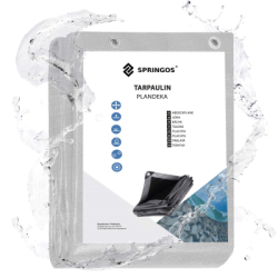 Krycia plachta s okami 3x5 m, extra silná 260g PE, šedá SPRINGOS GA2187