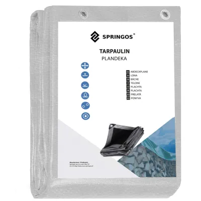 Krycia plachta 6x8 m, extra silná 260g PE, šedá SPRINGOS GA2186