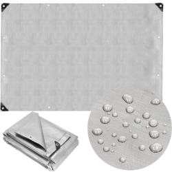 Krycia plachta s okami 6x4m, 130g SPRINGOS GA2183 sivá