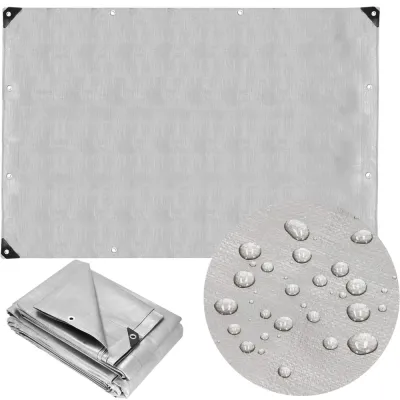 Krycia plachta s okami 6x4m, 130g SPRINGOS GA2183 sivá