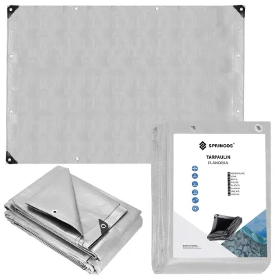 Krycia plachta s okami 3x5 m, extra silná 260g PE SPRINGOS GA2187 sivá