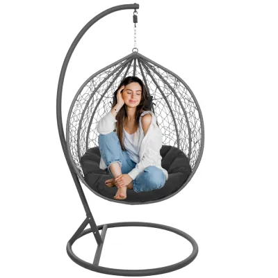 Hojdacie kreslo so stojanom SPRINGOS BEATA šedé bez vankúšov