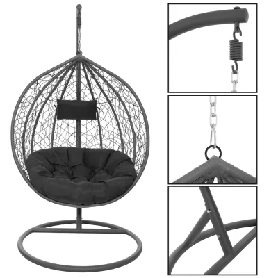 Hojdacie kreslo so stojanom SPRINGOS BEATA šedé bez vankúšov